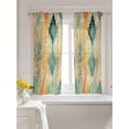 thumbnail image 3 of Orange Teal Red Curtains 54 Inch Length, Sheer Curtains for Bedroom Living Room Window Boho Ethnic Abstract Splashing Art Rod Pocket Voile Drapes Kitchen Curtains Small Half Window 52"x54" 2 Panels, 3 of 7