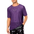 thumbnail image 4 of INSPIRE CHIC Sheer Mesh T-Shirt for Men's Short Sleeve Tee Top Crew Neck Party See Through t Shirts S Purple, 4 of 4