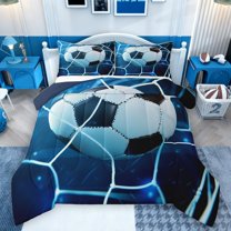 Castle Fairy Sport Soccer Bedding Comforter Set 2pcs for Kids Children Teens,Abstract Geometric Honeycomb Twin Comforter Sets Microfiber,Ball Gamer Breathable Bedding Set,Microfiber Bedroom Decor