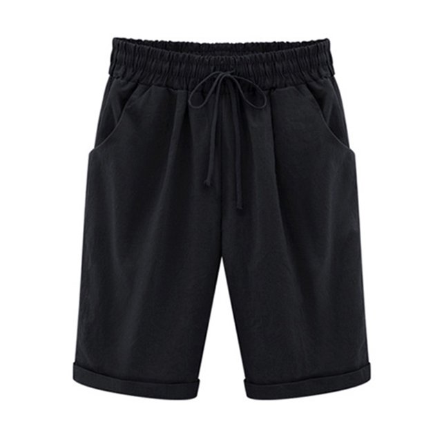 LUXUR Mini Short Bermuda Femme Taille Haute Shorts de Plage Élastiques Noir 3TG