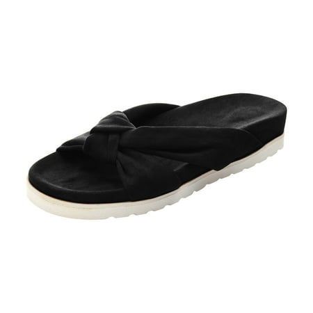 

Sandals for Women Open Toe Slip-On Bohemia Sandals Bow Knot Cute Flat Sandal Comfortable Footbed Platform Sandals