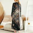 thumbnail image 5 of Women's Nightgown Sleep Dress Long Loungewear V-Neck Henley Nightdress with Pocket Floral Print for Spring Fall,Brown,4XL, 5 of 8