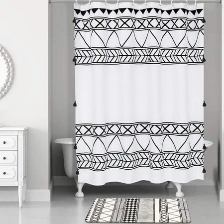Tassel Shower Curtain Black And White Fabric Shower Curtain With Hooks Boho Geometric Chic Shower Curtains Tribal Waterproof Heavy Shower Curtain Sets 72 X 72 Inch Walmart Canada