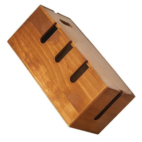 jojofuny 1Pcs Cable Management Box Light Brown Rectangular Wood for Home Office Desk Accessories Wire Organizer Box