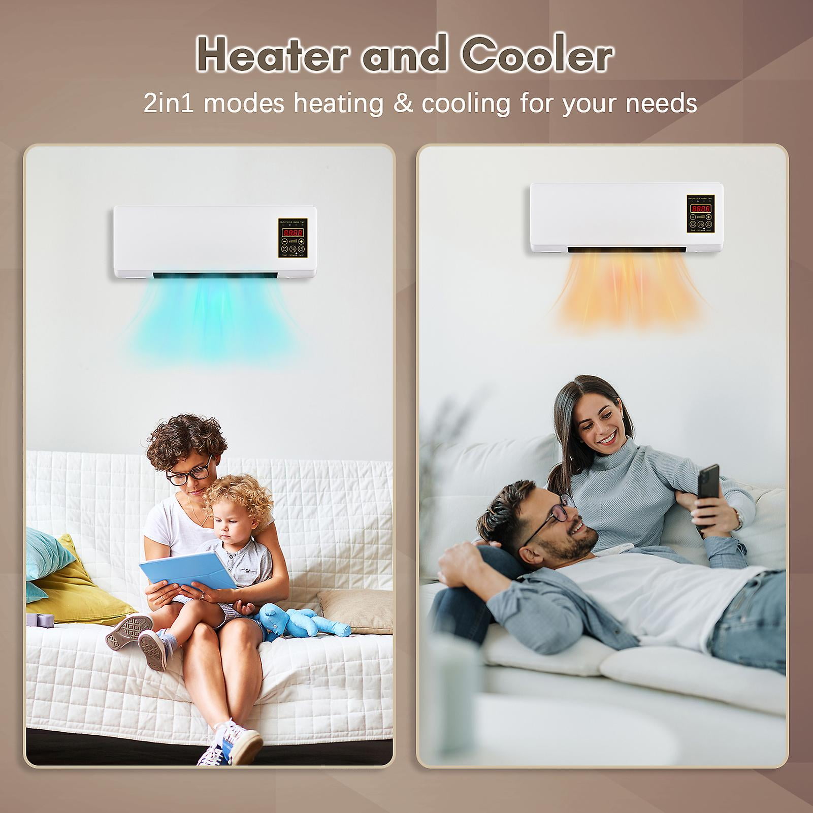 Portable Heater And Air Conditioner Combo Wall Mounted Desktop 2in1 Electric  Heater Air Conditioner For Household Bedroom Heating And Cooling With Tim |  Walmart Canada
