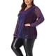 thumbnail image 4 of Blusa de mujer de talla grande Agnes Orinda con brillo de strass, manga larga transparente, escote en V, 2X, azul púrpura, 4 of 6