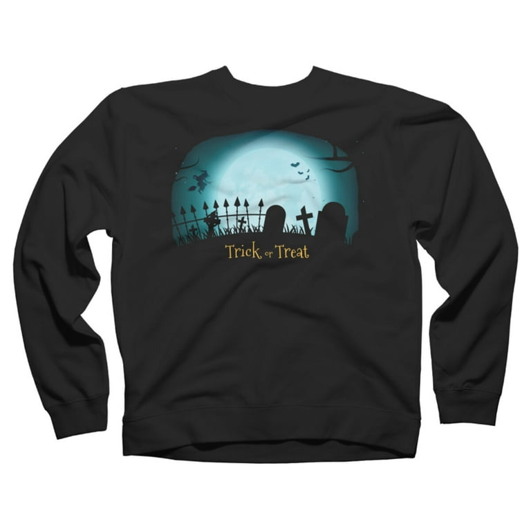 Trick or treat Black Graphic Crew Neck Sweatshirt - Design By