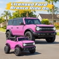 thumbnail image 2 of 24V Ride On Toys for Big Kids 2 Seat, Licensed Ford Bronco Base Powered Ride On Cars with Remote Control, 4 Wheel Spring Suspension, Lights, Bluetooth, Kids Electric Car for Boys Girls Age 3-8, Pink, 2 of 7