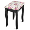 thumbnail image 2 of Patiojoy MDF Dressing Stool Old-fashioned Vanity Chair Cushion Padded Seat w/ Rose Pattern Black, 2 of 8