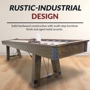 Hathaway Cheyenne 12 Ft Shuffleboard Table for Family Arcade Game Room - With Poly-Coated Playfield, Built-In Scorer & Cabinet, Climate Adjusters, Leg Levelers, 8 Pucks, Brush & Wax – Rustic Oak
