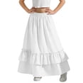 thumbnail image 5 of LNWUY Girls Maxi Skirts Summer Spring Elastic Waist Ruffle Tiered Flowy Beach Vacation Boho Long Skirt with Pockets White 14-15 Years, 5 of 7