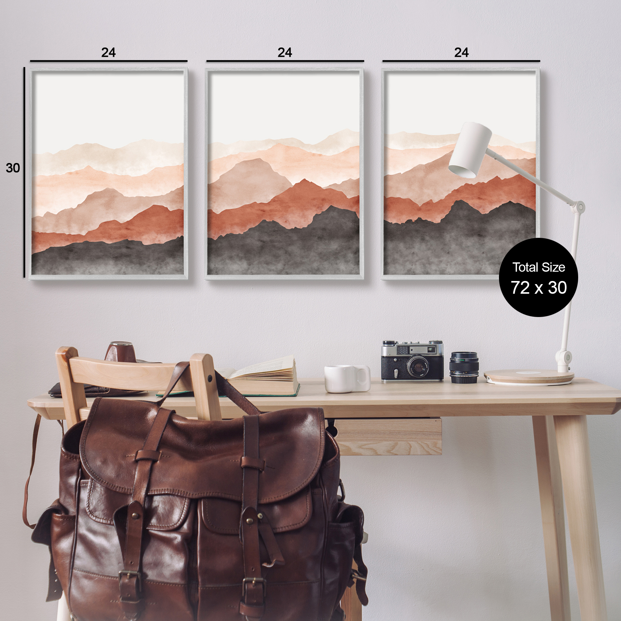 Stupell Southwestern Crags Mountain Peaks Landscape Painting Gray Framed Art Print Wall Art, Set of 3