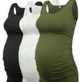 thumbnail image 1 of QJUHUNG 3-Pack Maternity Tank Tops - Soft & Stretchy Ruched Side Shirts for Pregnancy - Flattering Sleeveless Basics - Essential Stylish Wardrobe Builder for Expecting Moms, 1 of 7