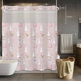 thumbnail image 5 of Easter Rabbits No Hooks Shower Curtain with Snap-in Liner Spring Bunny Carrots Love Gift Boxes Pink Background Shower Curtains for Bathroom, Waterproof, Easy Install, Washable 72"x78", 5 of 9