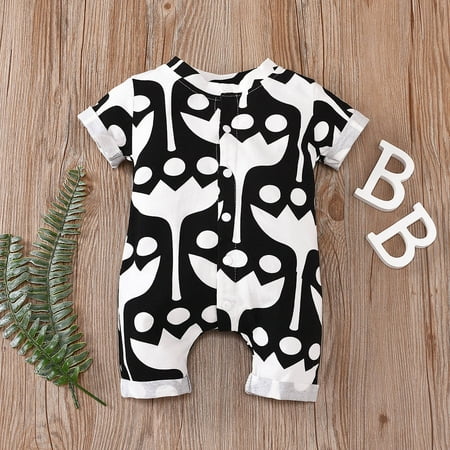 

Family Pajama Party! Juebong Newborn Infant Baby Girls Boys Short Sleeve Cartoon Bodysuit Romper Jumpsuit Black 90