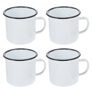 COLETTI Diner Coffee Cups Set of 6, Ceramic White Mugs for Retro