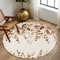 thumbnail image 2 of Round Rugs 5Ft, Brown Orange Eucalyptus Round Area Rug Washable Indoor Throw Carpet, Farmhouse Weeping Leaves Linen Soft Non Slip Circle Rug for Cabinet Bathroom Home Decor Aesthetic, 2 of 8