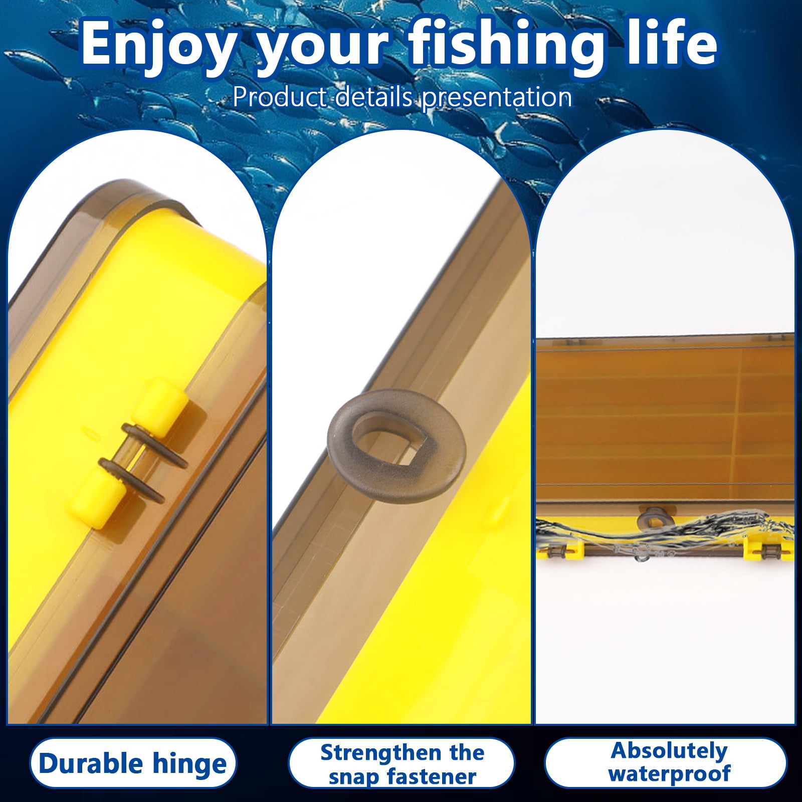 Arcticwind Double-Layer Lure Box,Fake Bait,Soft Bait,Clear Double Layer Waterproof Fishing Gear Multi-Functional Storage Box,A Multifunctional Storage Box,Tackle Box,Yellow