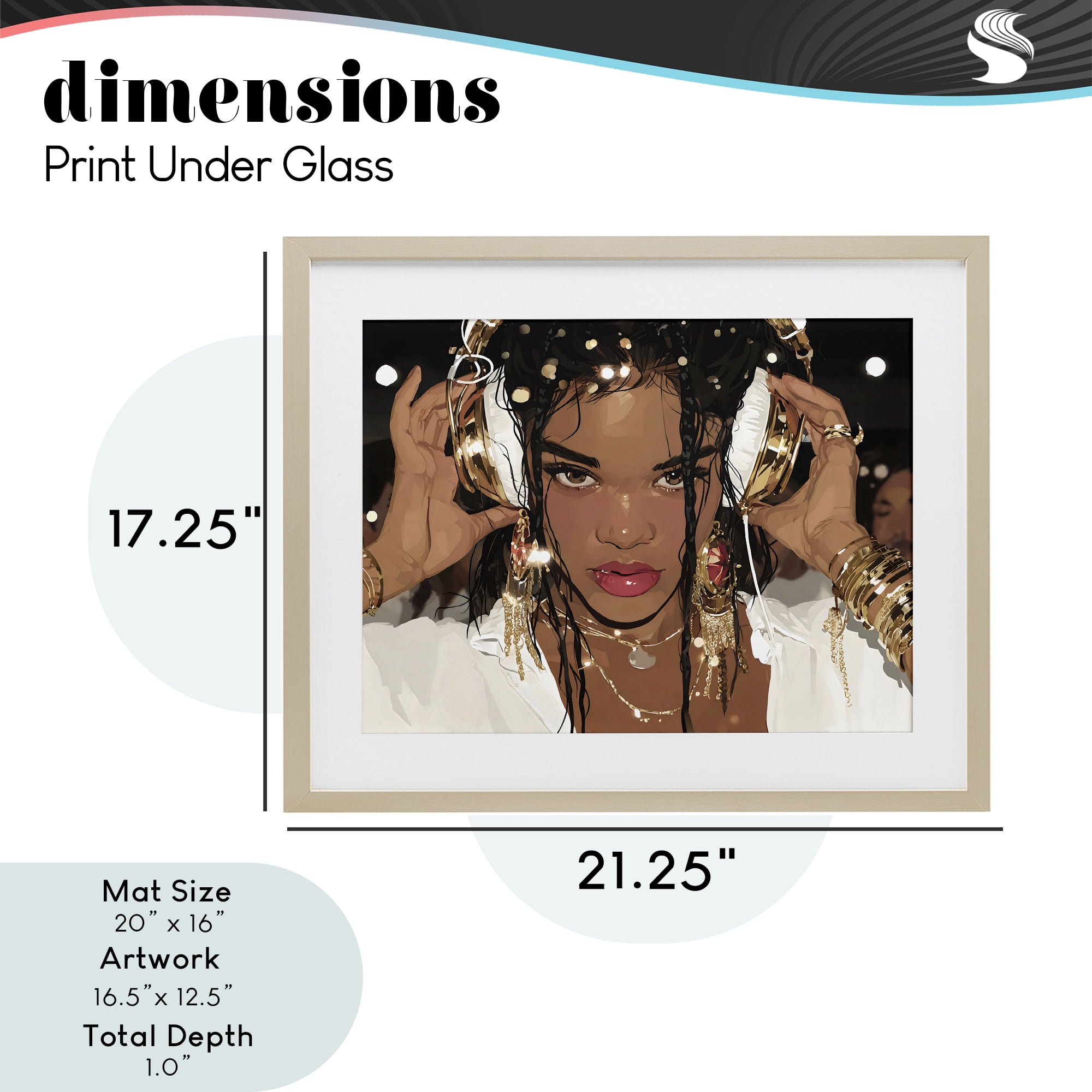 Stupell Industries Gold Headphones Glam Female Birch Framed Print Under Glass, design by Franklyn Gregory