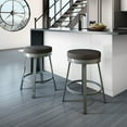 thumbnail image 3 of Amisco Clock 26 In. Swivel Counter Stool - Black Faux Leather / Metallic Grey Metal, 3 of 6