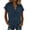 Navy, variant on Dvprdro Womens Ruffle Collar Blouses Short Sleeve V Neck Cotton Linen Solid Tops Casual Summer Pullover Shirts