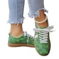 thumbnail image 5 of HTHLVMD Woven Lace Up Sneakers, Linen Casual Shoes, Women Classic Retro Gum Sole Fashion Sneakers Casual Tennis Skate Shoe Genuine Leather Walking Footwear Anti Slip Trainers, Army Green 5.5, 5 of 6
