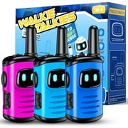 ATOPDREAM Walkie Talkies for Kid, 2 Way Radio, Mini Robots Walkies Talkie Outdoor Toys for Boys, Birthday Gifts for 3 4 5 6 7 8 Year Old Boys Girls, for Christmas -3 Packs