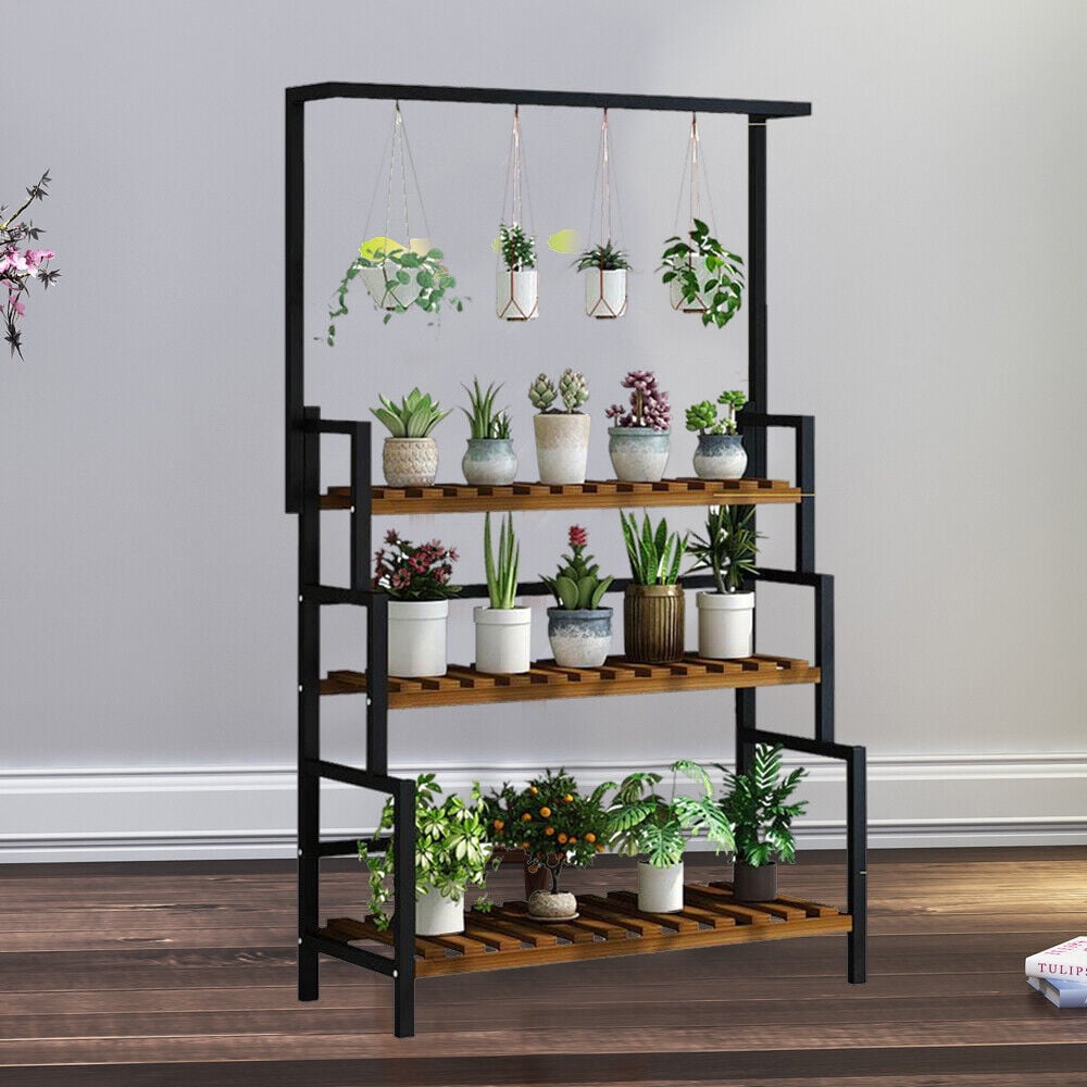 YIYIBYUS Flower Pot Stand Plant Hanging Rack Metal 3Tier Display Shelf
