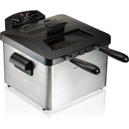 Hamilton Beach - 12 Cup Professional-Style Deep Fryer with 2 Baskets - Silver/Black