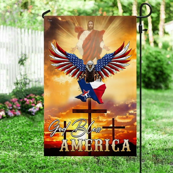 FLAGWIX American Flag - Texas Flag God Bless America TPH22F - Garden Flag (11.5" x 17.5")
