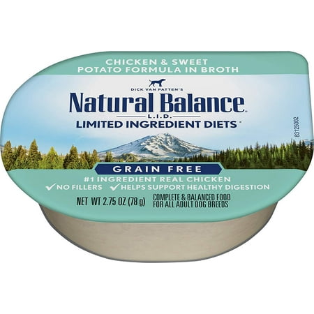 Natural Balance L.I.D. Limited Ingredient Diets Chicken & Sweet Potato Formula in Broth Wet Dog Food, 2.75-Ounce. Tub, 24