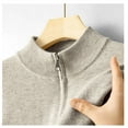 thumbnail image 6 of UVEASISHA Zip Up Sweaters for Men Double Zipper Fashion Cardigan Sweater Solid Color Casual Long Sleeve Mock Neck Knitted Jacket Lightweight Outwear Beige M, 6 of 6