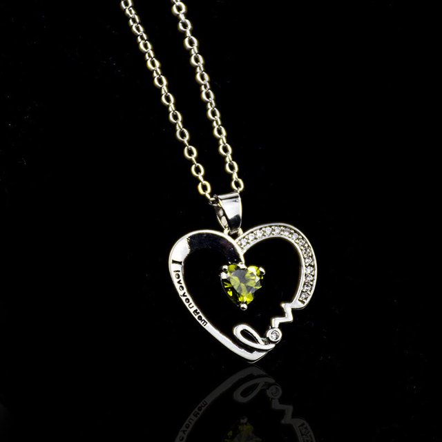 2023 New Necklace Fashion Heart Engraved Pendant I love you mom Mother's Day Gift Wholesale Gao Jinjia LED