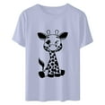 thumbnail image 6 of Yuwull Oversized T Shirts for Women, Womens Summer Tops Giraffe Print Graphic Short Sleeve Crew Neck T-Shirt Plus Size Womens Cute Tops Gary On Clearance, 6 of 6