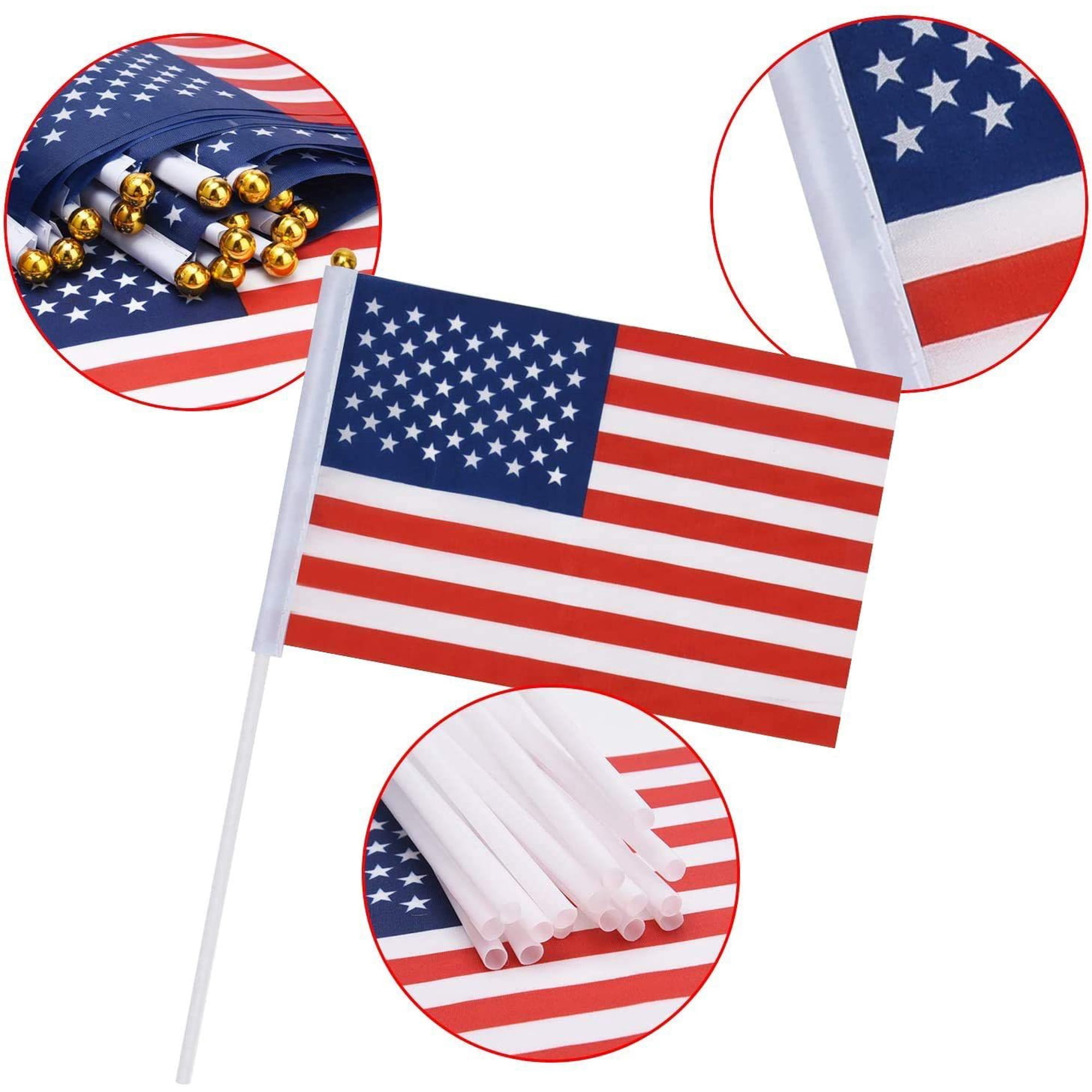 Nipocaio Pack Of 25 Small Hand Held Mini Flags USA American Flag American Flag Stick Round Flag National Country Flags, Party Decorations Supplies For Parade, World Cup, Festival, International Festival