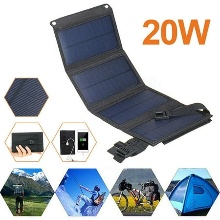 

20W Portable Solar Panel Folding Power Charger USB Travel Camping Phone Charging