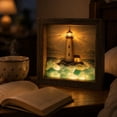 thumbnail image 4 of Coastal Lighthouse Sea Glass Shadow Box Night Light,Beach Sea Decor Ambient Lamp,Handmade Seascape Art Frame Decorative Warm Glow Bedroom Living Room Shelf Entryway Gift, 4 of 6