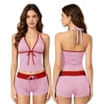 thumbnail image 6 of Leey-World 2 Piece Y2k Polka Dot Halter Bikini with Shorts 2000s Bathing Suit Set Summer Vacation Cute Beach Tankini Swimsuit(Pink,S), 6 of 7