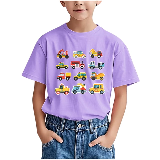 WRKEKC T-Shirts d'Été pour Garçons, T-Shirts Décontractés pour Garçons, T-Shirts à Manches Courtes pour Enfants avec Motif Imprimé Col Rond T-Shirts Polyvalents Décontractés