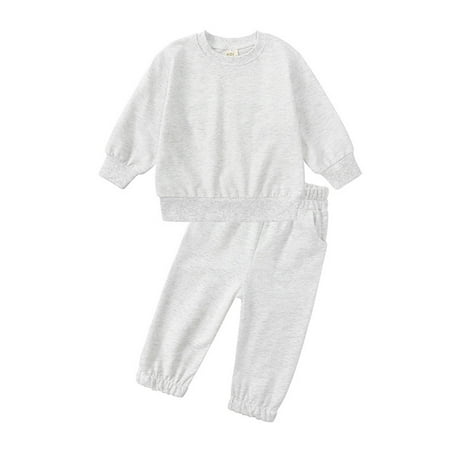 

AIMAOMI Toddler Kids Boys Girls Winter Long Sleeve Sports Solid Colour Tops Pants 2PCS Outfits Clothes Set H