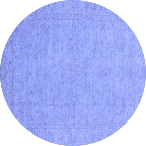 Ahgly Company Indoor Round Oriental Blue Traditional Area Rugs, 7' Round