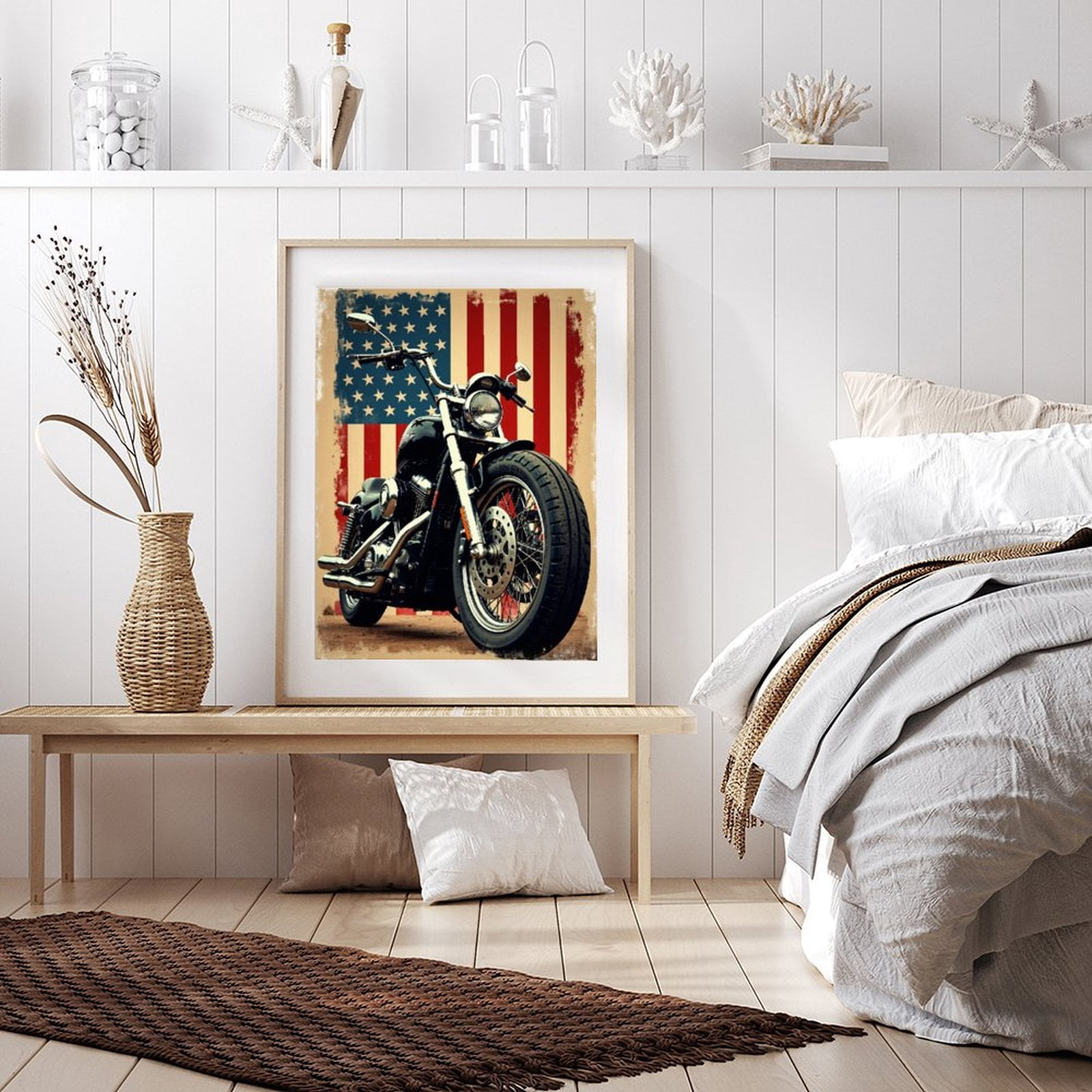 Diamond Art Kit for Adults, American Motorcycle Vintage Photo Diamond Painting for Adults Beginners, DIY Diamond Art Painting Kits, 5D Diamond Painting Crafts for Home Decor 12x16 Frameless