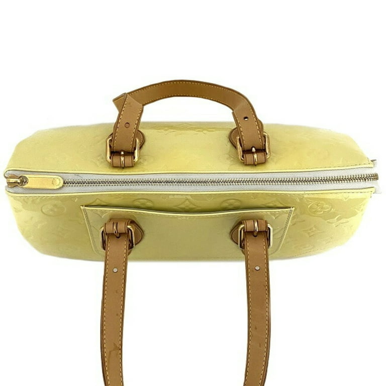 Authenticated used Louis Vuitton Handbag Rosewood Avenue Yellow Beige Monogram Vernis M93508 Patent Leather Fl4097 Louis Vuitton Enamel Triangle