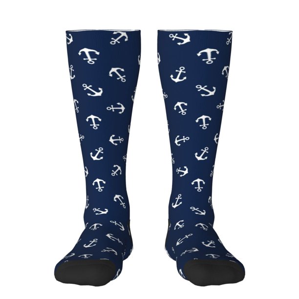 Balery Nautical Themed Simple Anchors Calcetines novedosos Calcetines deportivos Calcetines hasta la rodilla Calcetines de algodón Calcetines originales y geniales
