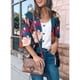thumbnail image 2 of Chaqueta para mujer, transpirable, amigable con la piel, frente abierto, estampado floral, para fiesta en casa, color burdeos, 3XL, 2 of 5