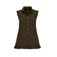 thumbnail image 4 of Eawtki Women's Collared Sleeveless Mini Dress Ruffle Trim Button Front With Pockets Loose Fit Casual Shirt Dress For Women, 4 of 7