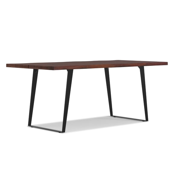 Simpli Home Delta 72 inch x 36 inch Rectangle Modern Industrial Dining Table in Dark Walnut