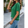 thumbnail image 4 of Short Sleeved Solid Color Women Casual Crew Neck Short Sleeve Knit Sweater Tops, 4 of 6