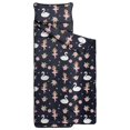 thumbnail image 2 of Princess and Swan Black Pattern Teens Toddler Nap Mat with Pillow, Sleeping Mat Bag for Preschool Daycare 60"x20", 2 of 6