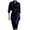 Navy, variant on Women's Silky Satin Midi Pencil Dress Collared Cowl Neck 3/4 Cuffed Sleeve Slim formal Business Party Dress office Work Bodycon Dress White